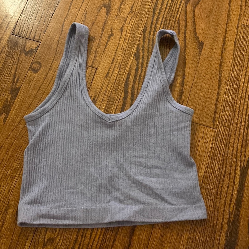 blue cropped tank top